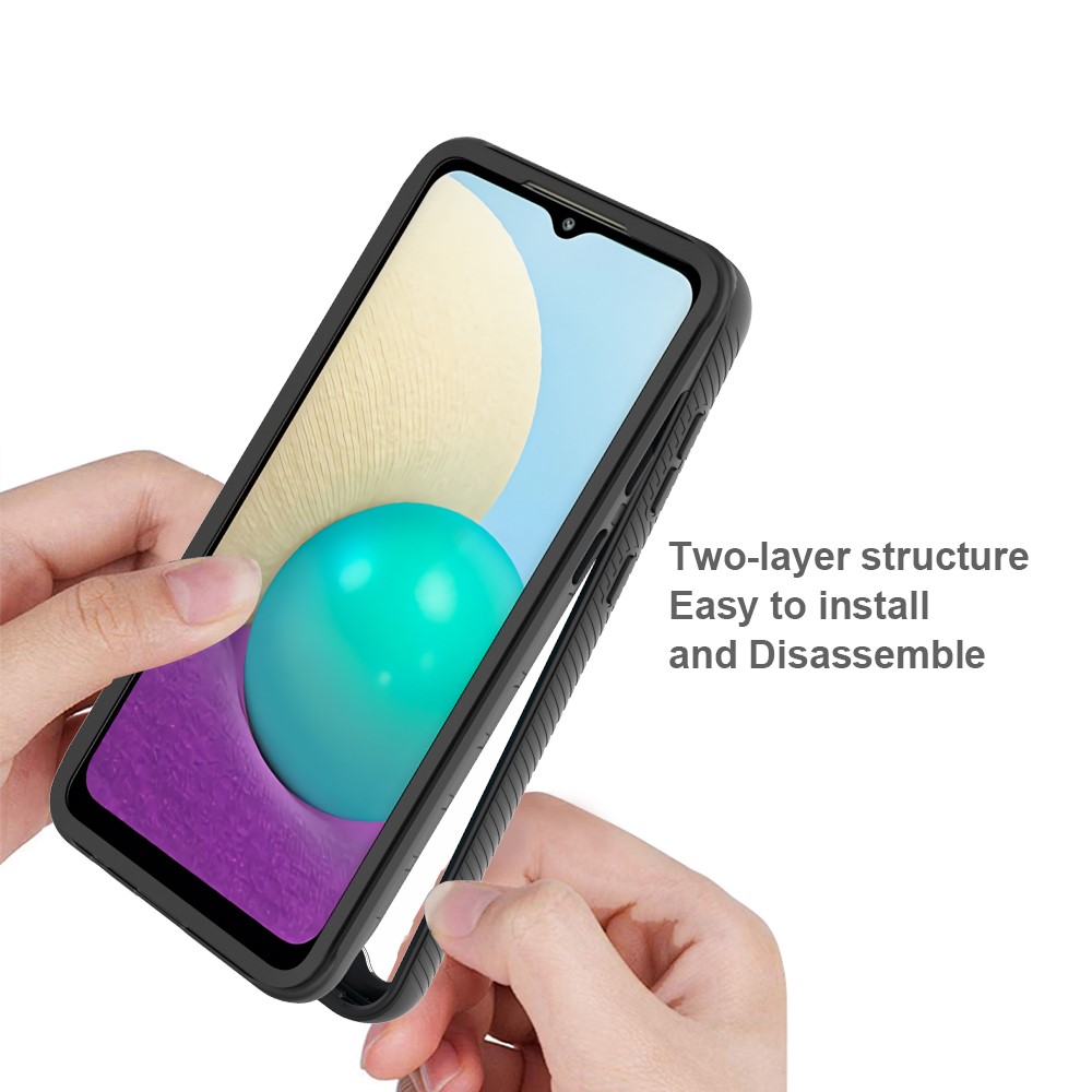 Full Protection TPU + PC Hybrid Case for Samsung Galaxy A02 Shock-Absorbed Phone Cover - Black-5