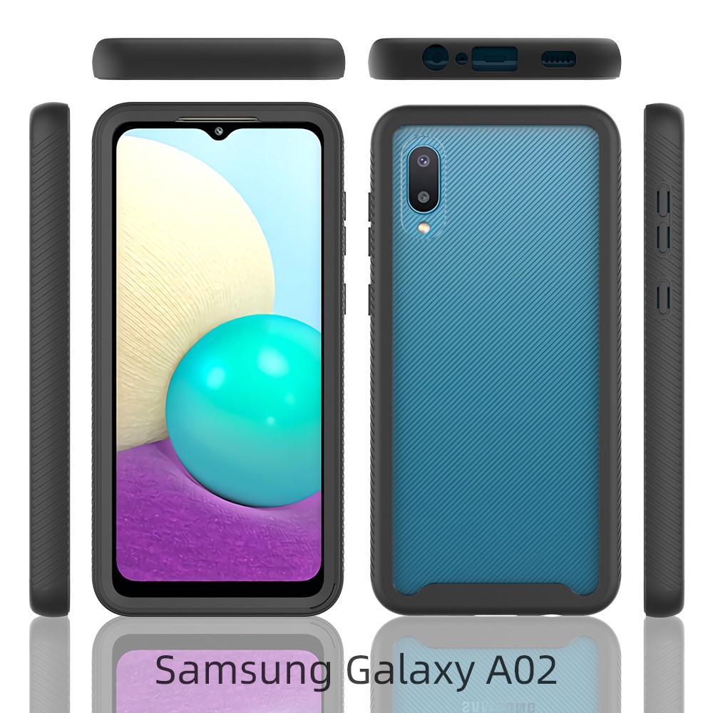 Full Protection TPU + PC Hybrid Case for Samsung Galaxy A02 Shock-Absorbed Phone Cover - Black-6