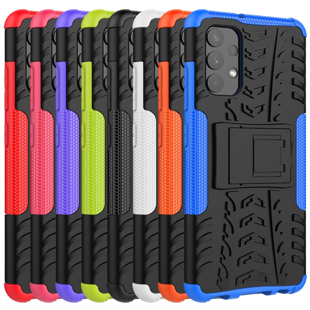 Cool Tyre Pattern PC + TPU Phone Case with Kickstand for Samsung Galaxy A32 4G (EU Version) - Green-10