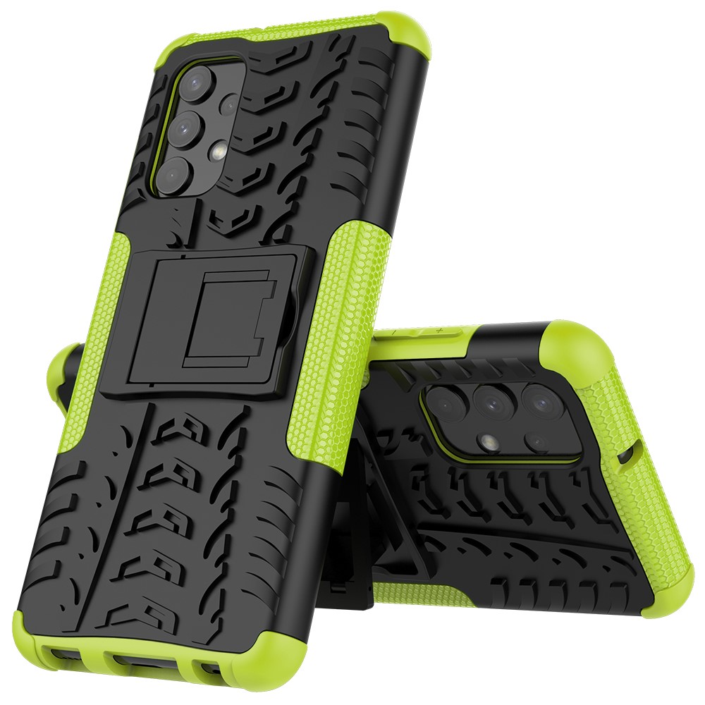 Cool Tyre Pattern PC + TPU Phone Case with Kickstand for Samsung Galaxy A32 4G (EU Version) - Green-8