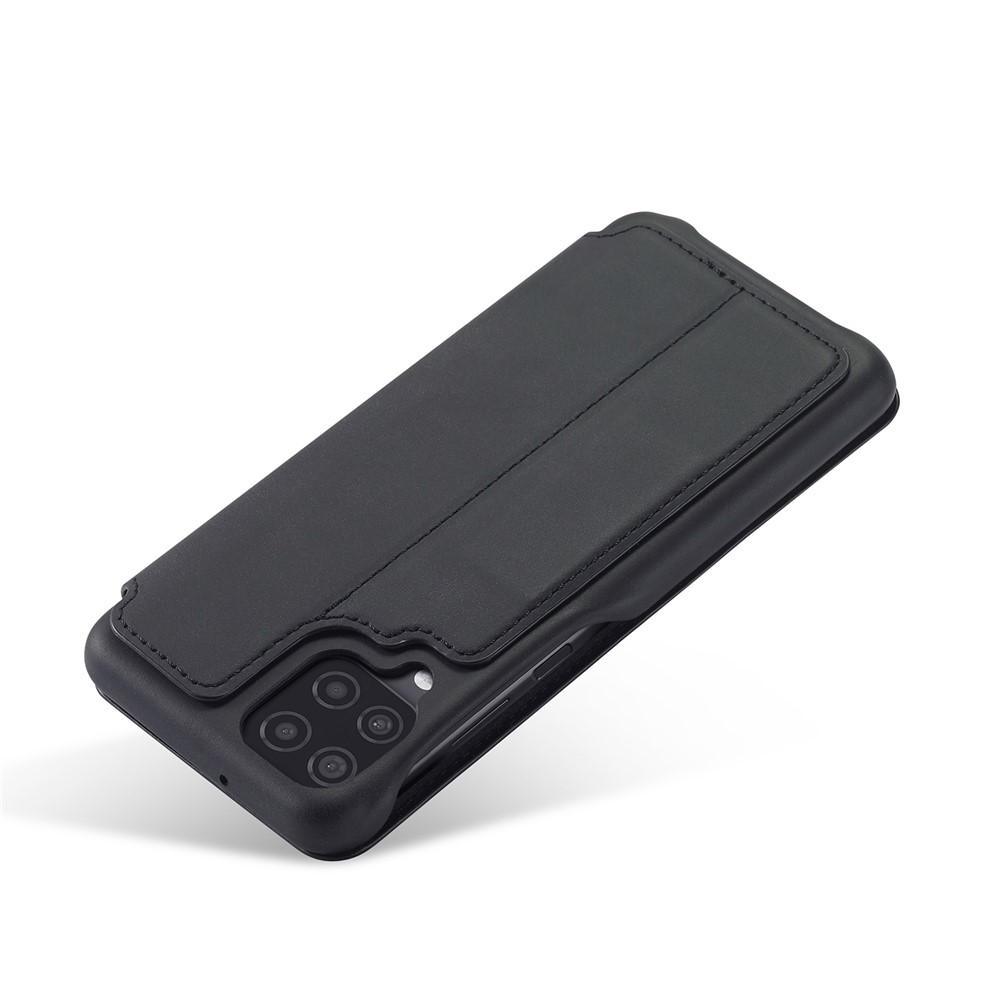 LC.IMEEKE Retro Style Leather Phone Case Cover with Card Holder for Samsung Galaxy A12 - Black-11