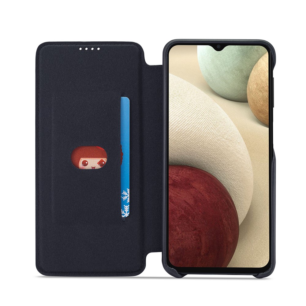 LC.IMEEKE Retro Style Leather Phone Case Cover with Card Holder for Samsung Galaxy A12 - Black-12