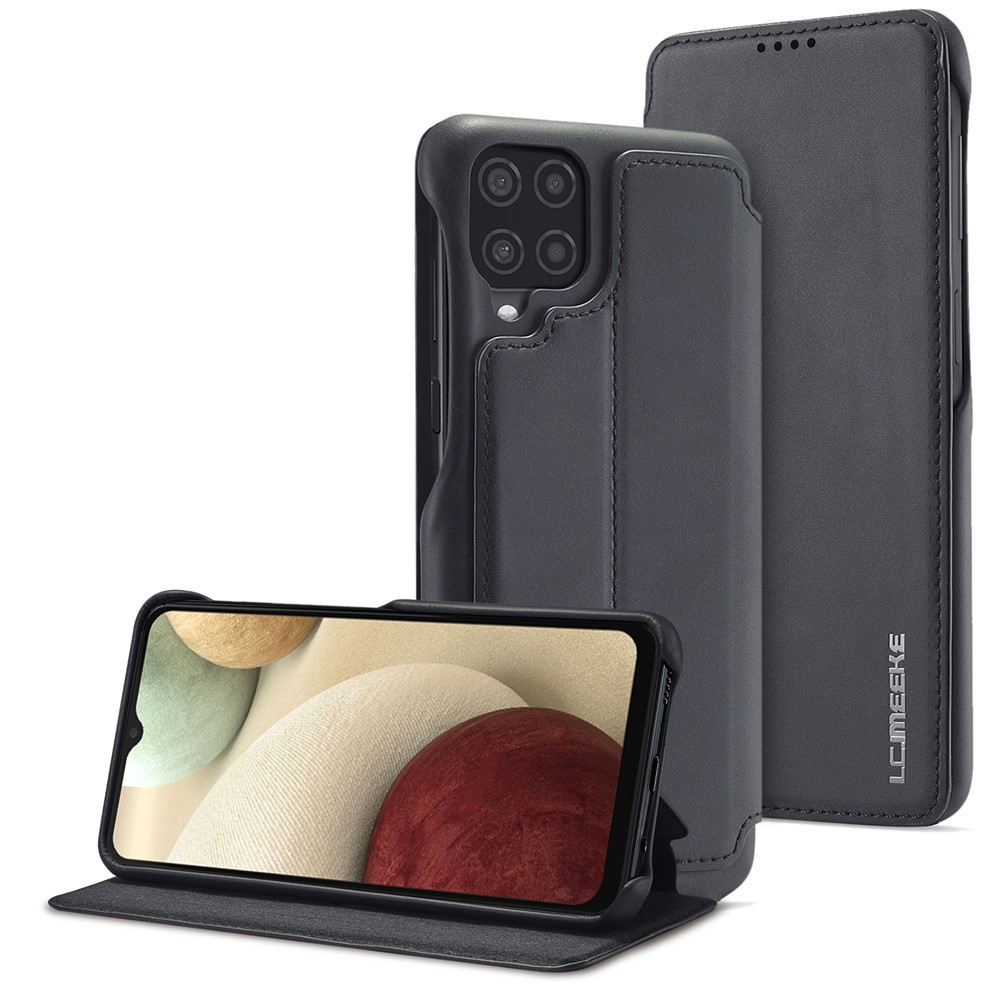 LC.IMEEKE Retro Style Leather Phone Case Cover with Card Holder for Samsung Galaxy A12 - Black-8