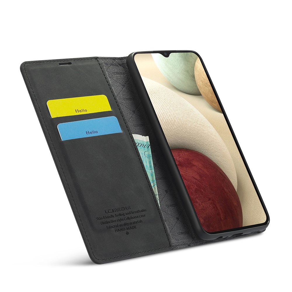 LC.IMEEKE LC Strong Magnetic Series Leather Wallet Phone Protective Shell for Samsung Galaxy A12 - Black-12
