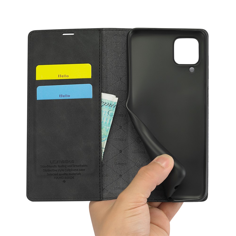 LC.IMEEKE LC Strong Magnetic Series Leather Wallet Phone Protective Shell for Samsung Galaxy A12 - Black-13
