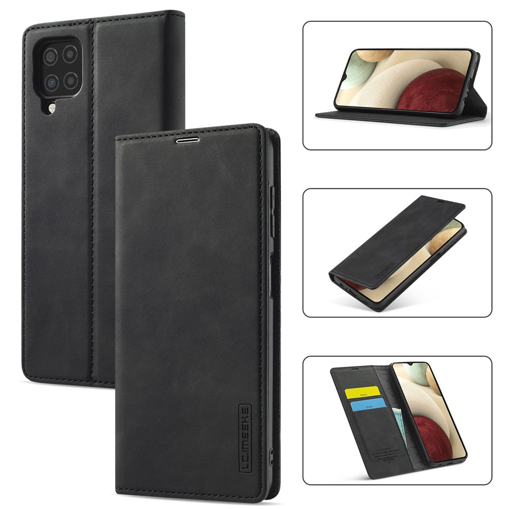 LC.IMEEKE LC Strong Magnetic Series Leather Wallet Phone Protective Shell for Samsung Galaxy A12 - Black-14