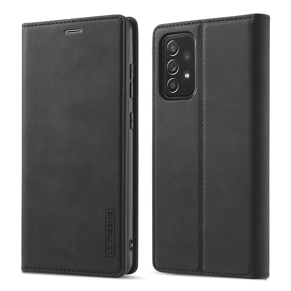 LC.IMEEKE LC Strong Magnetic Series Leather Wallet Phone Protective Shell for Samsung Galaxy A52 4G / 5G - Black-1