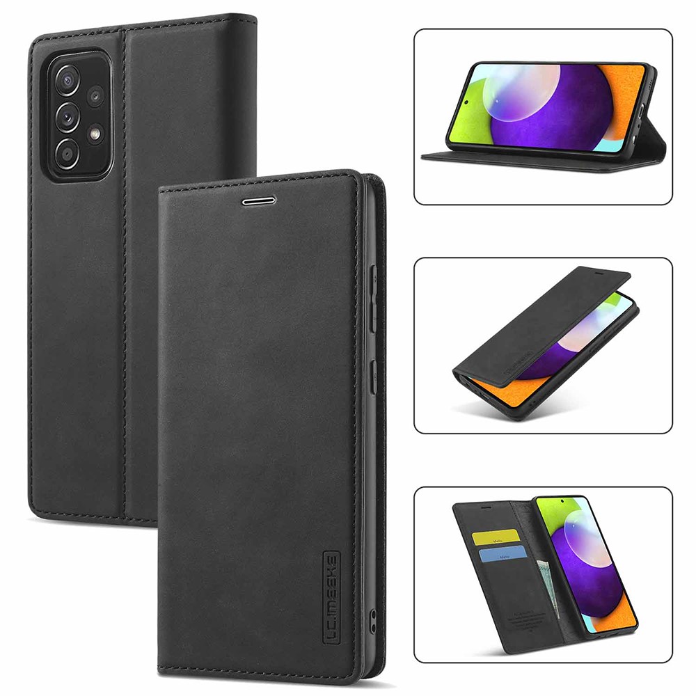 LC.IMEEKE LC Strong Magnetic Series Leather Wallet Phone Protective Shell for Samsung Galaxy A52 4G / 5G - Black-14