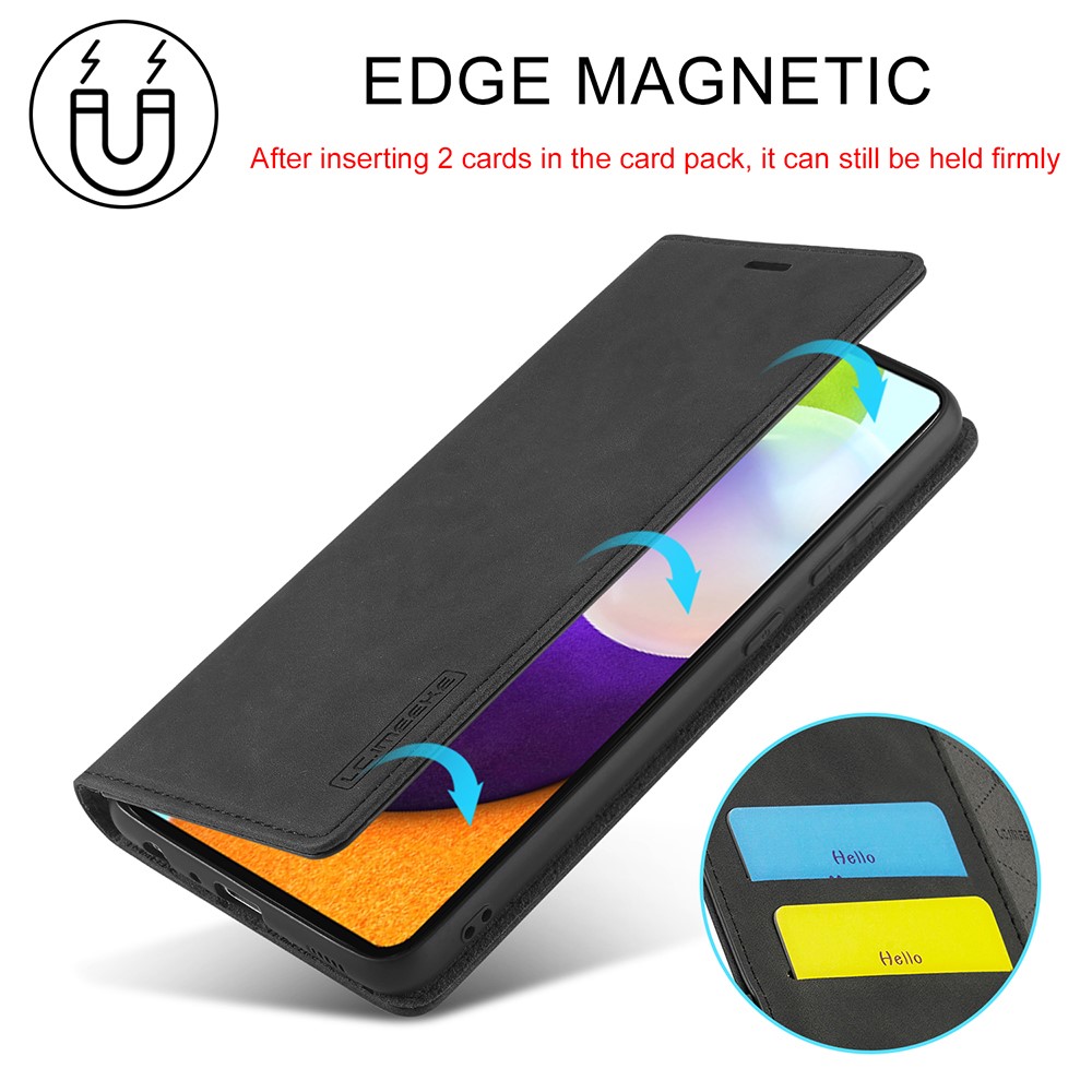 LC.IMEEKE LC Strong Magnetic Series Leather Wallet Phone Protective Shell for Samsung Galaxy A52 4G / 5G - Black-4