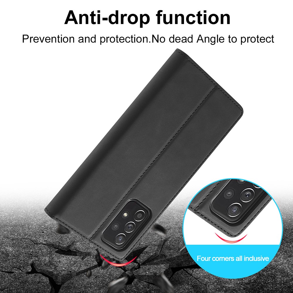 LC.IMEEKE LC Strong Magnetic Series Leather Wallet Phone Protective Shell for Samsung Galaxy A52 4G / 5G - Black-5
