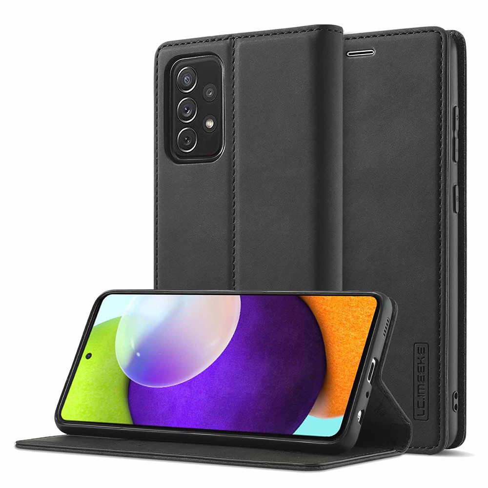 LC.IMEEKE LC Strong Magnetic Series Leather Wallet Phone Protective Shell for Samsung Galaxy A52 4G / 5G - Black-7