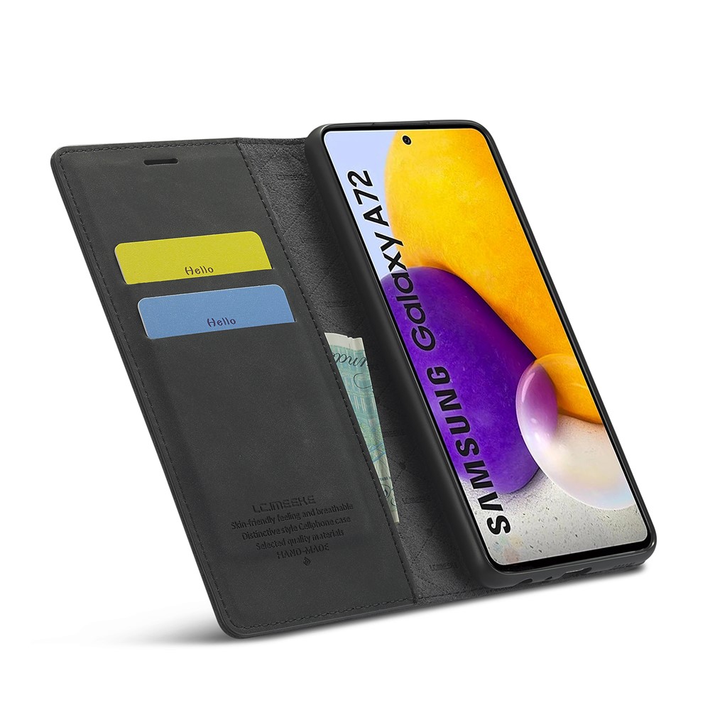 LC.IMEEKE LC Strong Magnetic Series Leather Wallet Phone Protective Shell for Samsung Galaxy A72 5G / 4G - Black-12