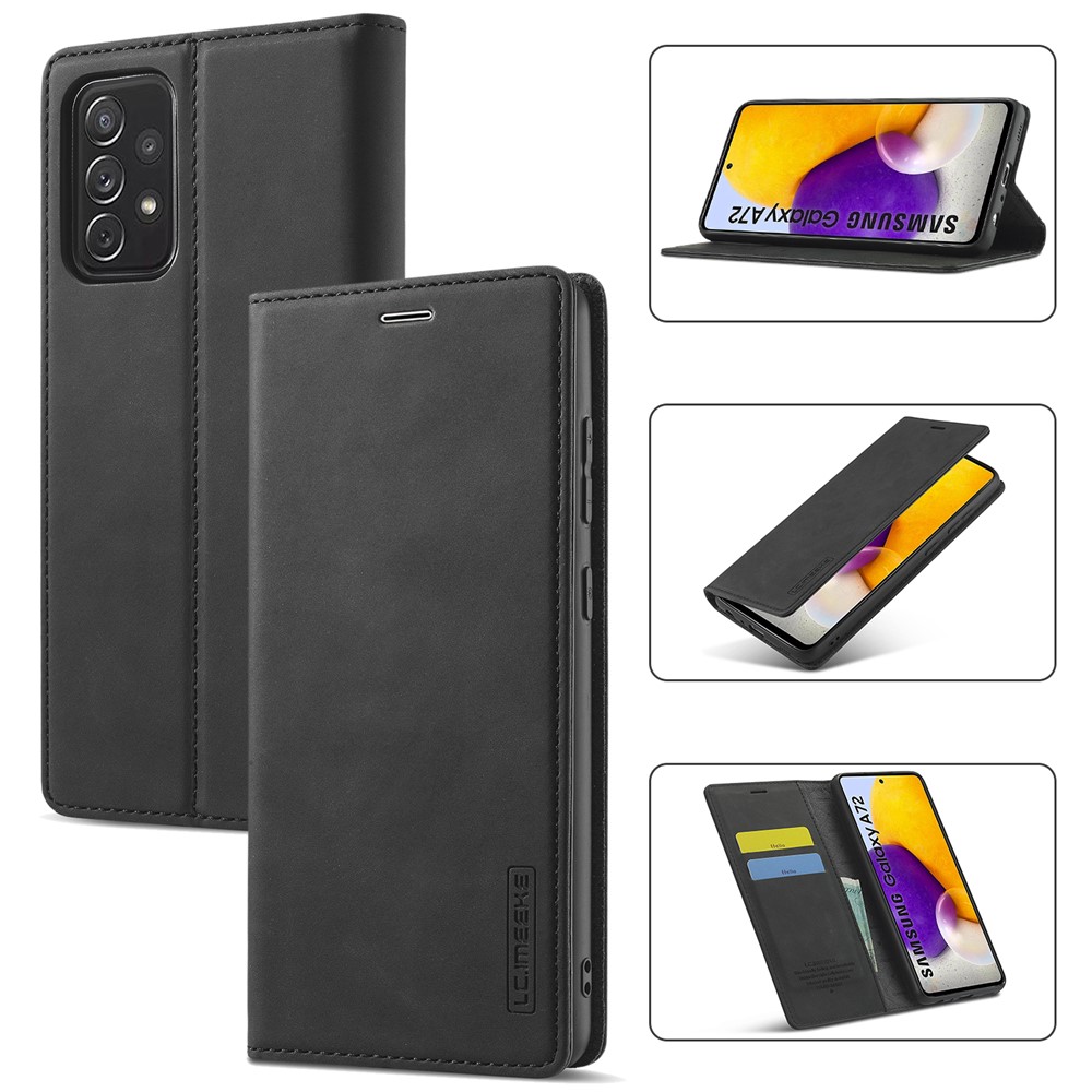 LC.IMEEKE LC Strong Magnetic Series Leather Wallet Phone Protective Shell for Samsung Galaxy A72 5G / 4G - Black-14