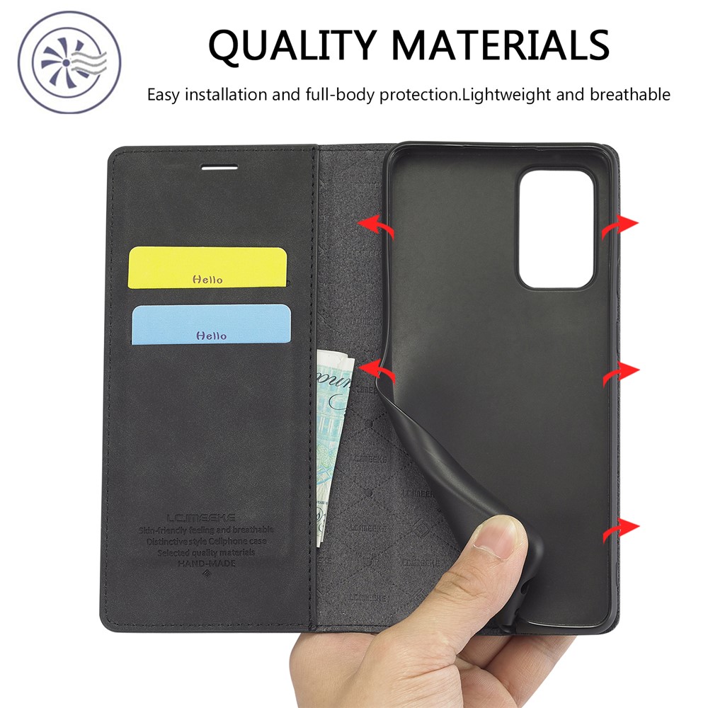 LC.IMEEKE LC Strong Magnetic Series Leather Wallet Phone Protective Shell for Samsung Galaxy A72 5G / 4G - Black-3