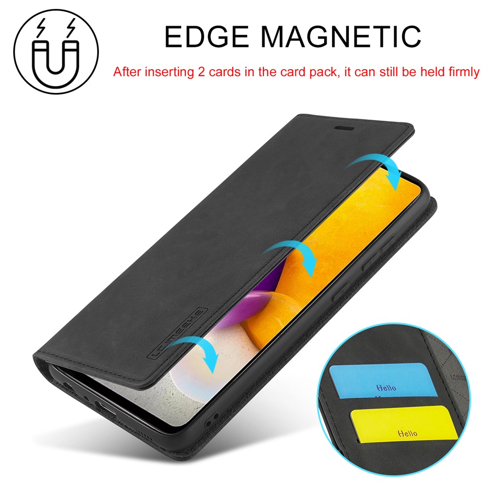 LC.IMEEKE LC Strong Magnetic Series Leather Wallet Phone Protective Shell for Samsung Galaxy A72 5G / 4G - Black-4