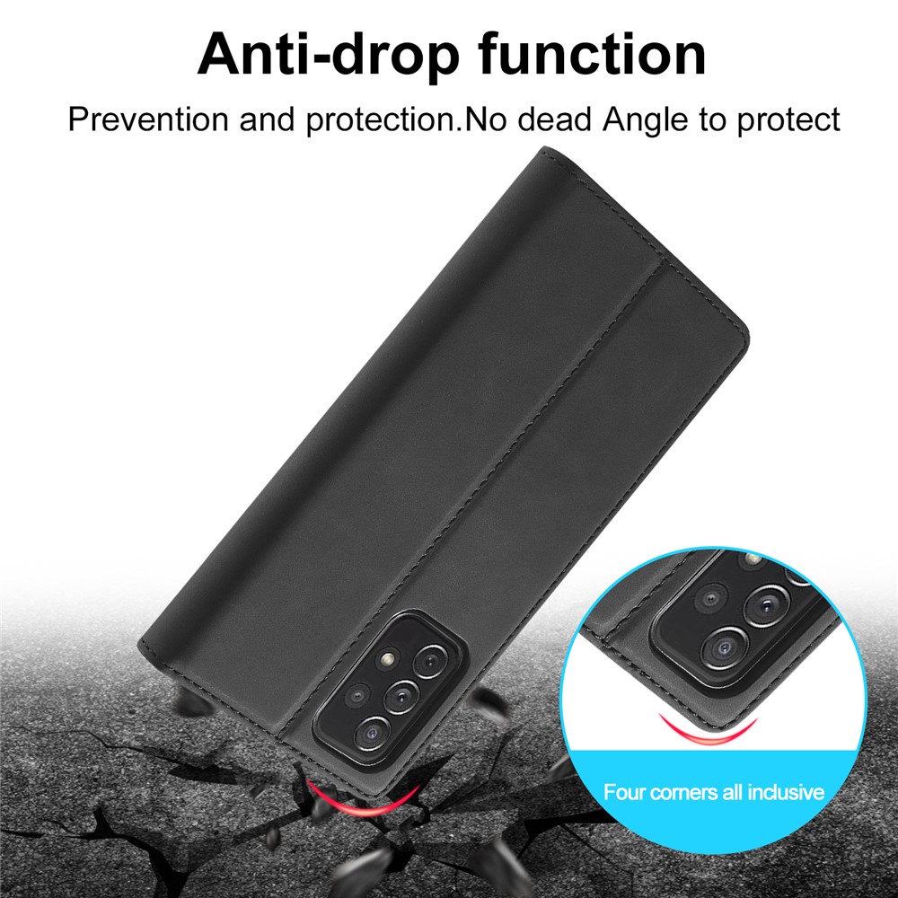 LC.IMEEKE LC Strong Magnetic Series Leather Wallet Phone Protective Shell for Samsung Galaxy A72 5G / 4G - Black-5