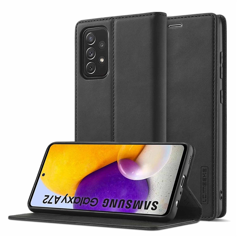 LC.IMEEKE LC Strong Magnetic Series Leather Wallet Phone Protective Shell for Samsung Galaxy A72 5G / 4G - Black-7