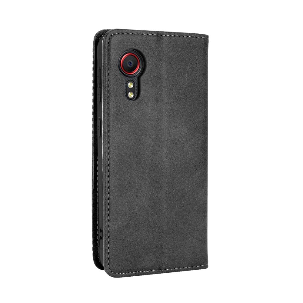Magnetic Vintage Style Phone Case Wallet Stand Leather Cover for Samsung Galaxy Xcover 5 - Black-3