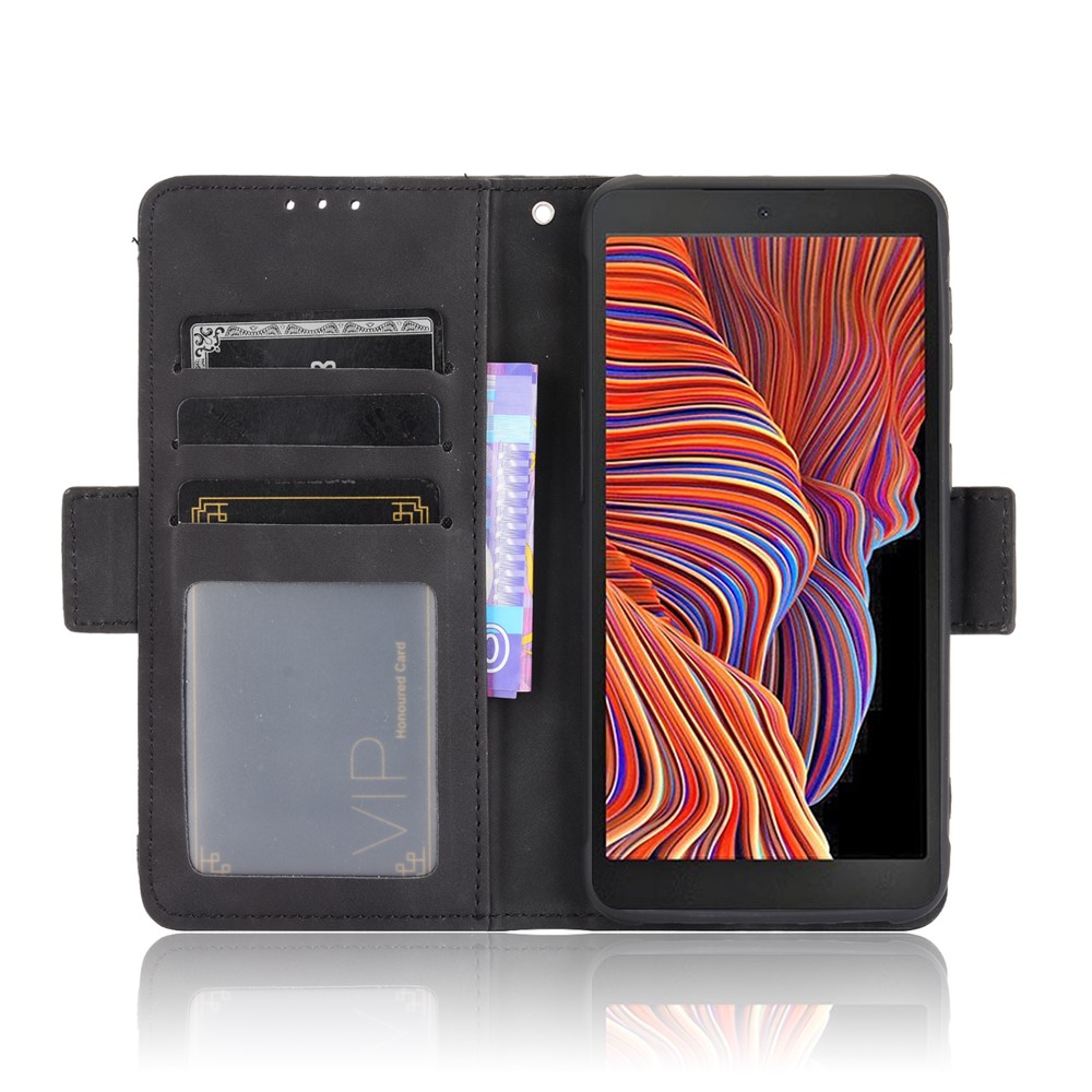 Leather Wallet Protective Case with Multiple Card Slots for Samsung Galaxy Xcover 5 - Black-6