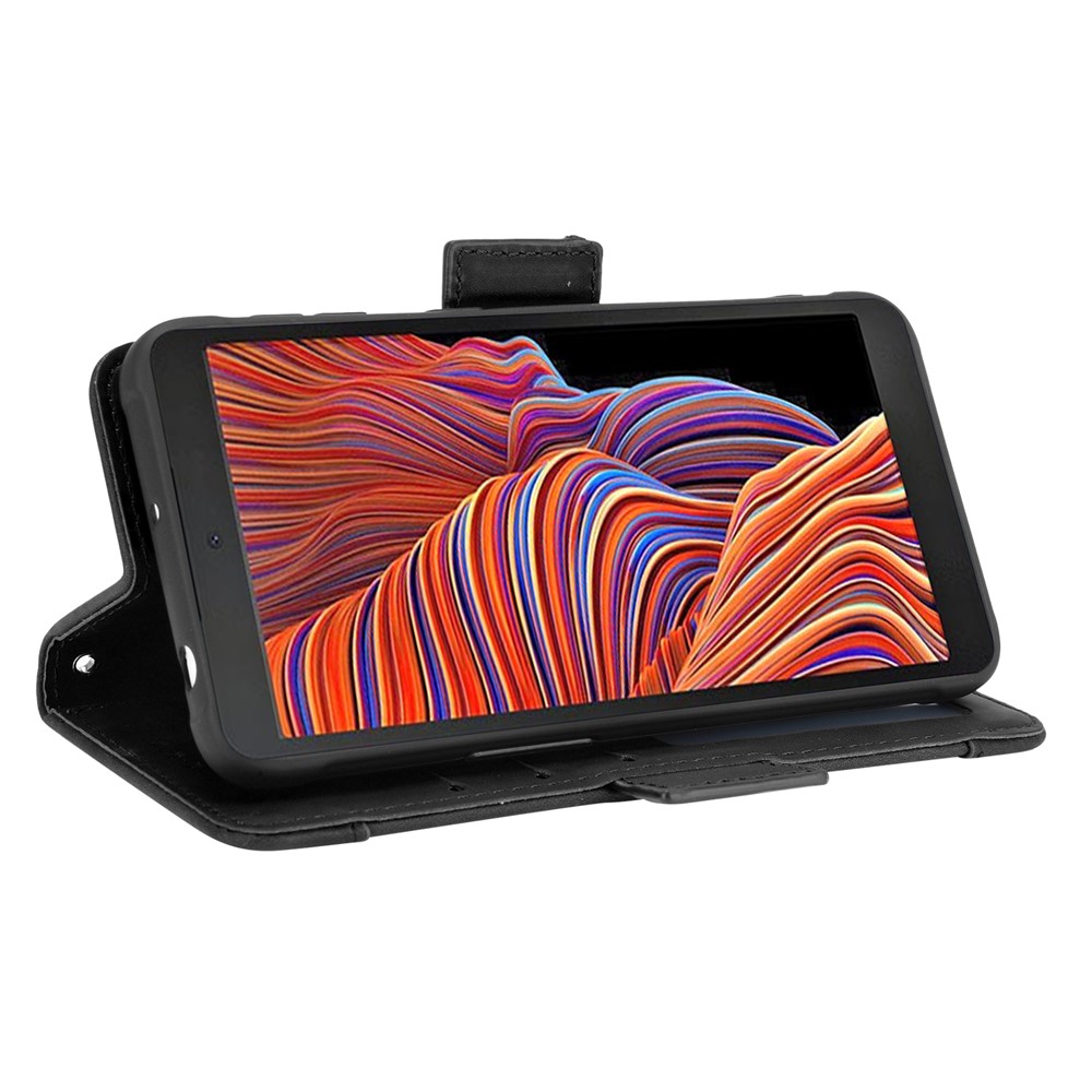 Leather Wallet Protective Case with Multiple Card Slots for Samsung Galaxy Xcover 5 - Black-7