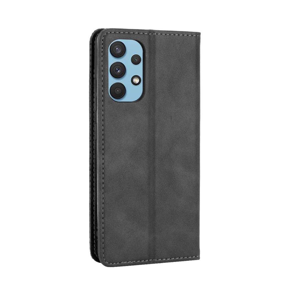 Magnetic Vintage Style Phone Case Wallet Stand Leather Cover for Samsung Galaxy A32 4G (US Version) - Black-3