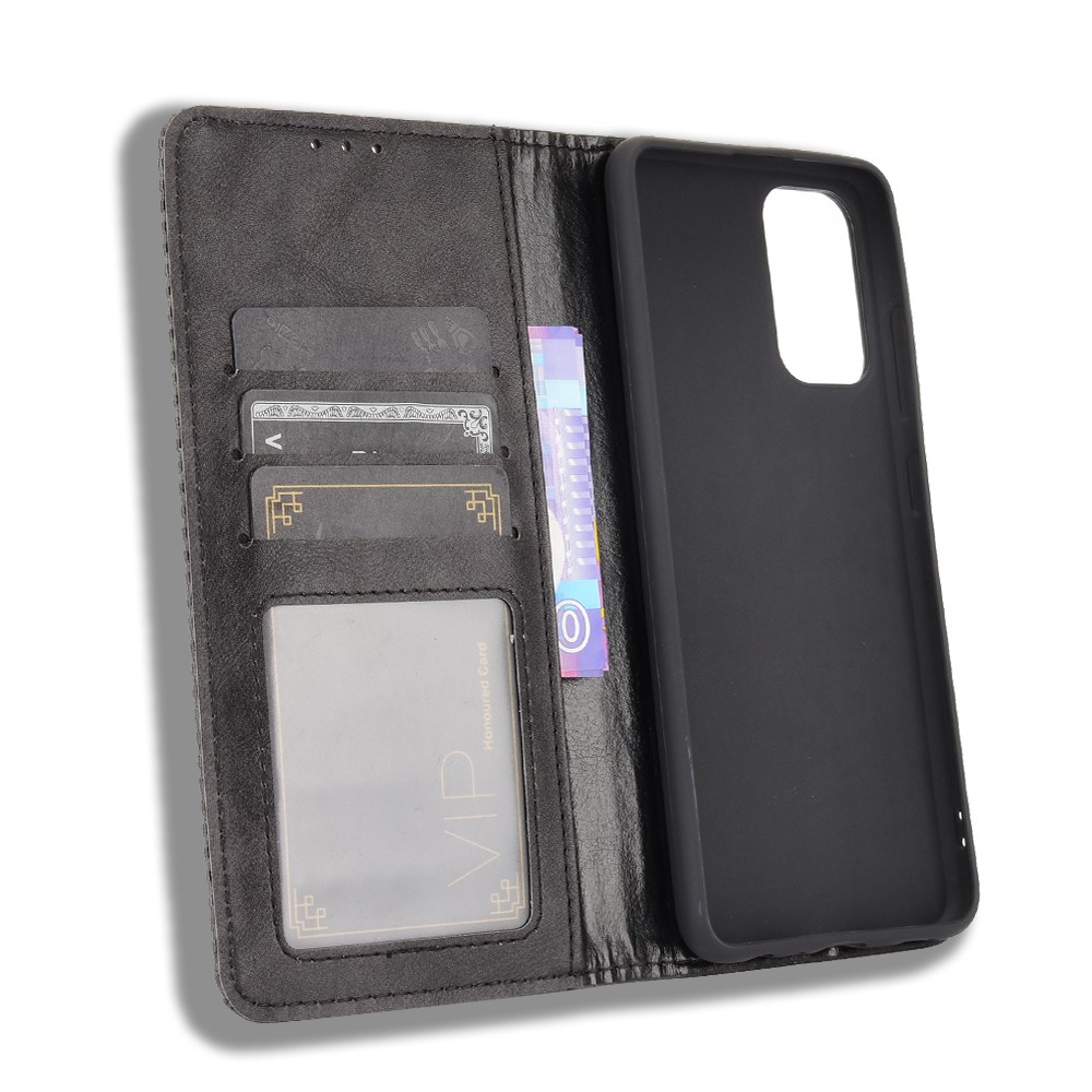 Magnetic Vintage Style Phone Case Wallet Stand Leather Cover for Samsung Galaxy A32 4G (US Version) - Black-4