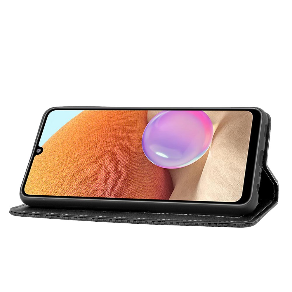 Magnetic Vintage Style Phone Case Wallet Stand Leather Cover for Samsung Galaxy A32 4G (US Version) - Black-6