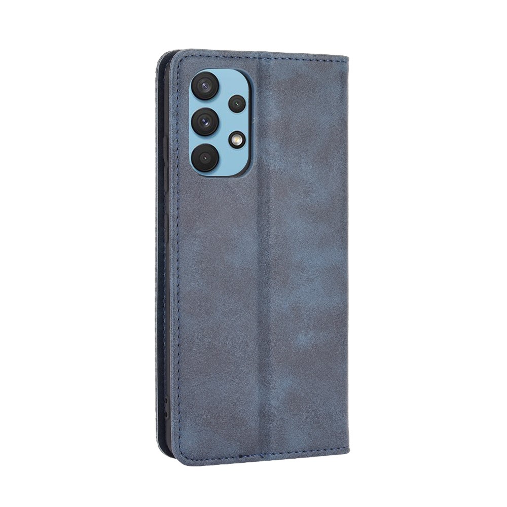 Magnetic Vintage Style Phone Case Wallet Stand Leather Cover for Samsung Galaxy A32 4G (US Version) - Blue-3