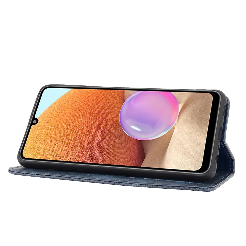 Magnetic Vintage Style Phone Case Wallet Stand Leather Cover for Samsung Galaxy A32 4G (US Version) - Blue-6