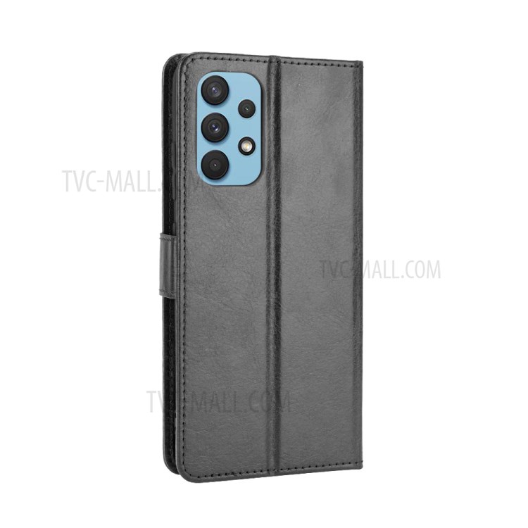 Crazy Horse Texture Wallet Design PU Leather Stand Protector Cover for Samsung Galaxy A32 4G (US Version) - Black-3