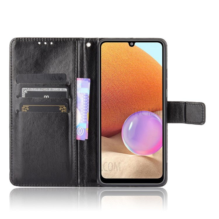 Crazy Horse Texture Wallet Design PU Leather Stand Protector Cover for Samsung Galaxy A32 4G (US Version) - Black-5
