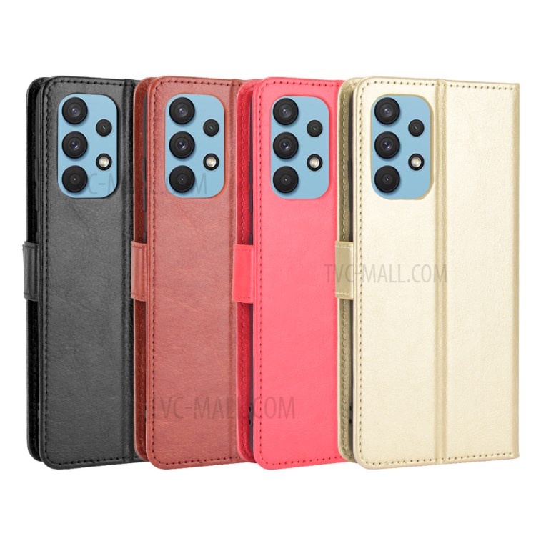 Crazy Horse Texture Wallet Design PU Leather Stand Protector Cover for Samsung Galaxy A32 4G (US Version) - Black-8