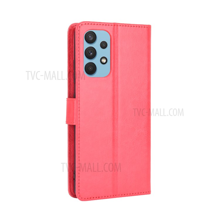 Crazy Horse Texture Wallet Design PU Leather Stand Protector Cover for Samsung Galaxy A32 4G (US Version) - Rose-3