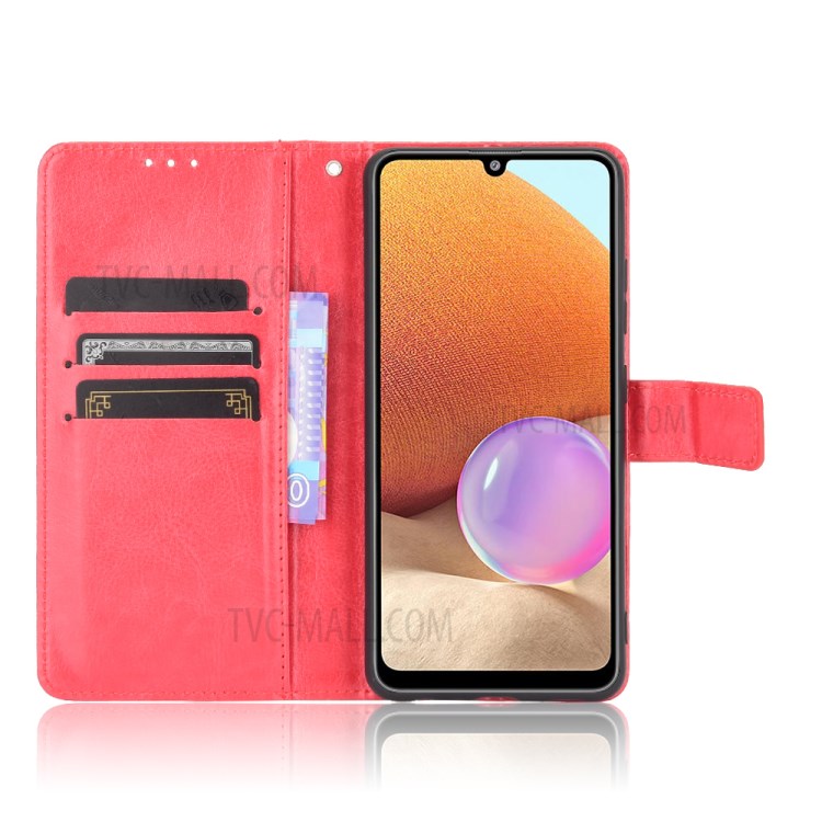 Crazy Horse Texture Wallet Design PU Leather Stand Protector Cover for Samsung Galaxy A32 4G (US Version) - Rose-5