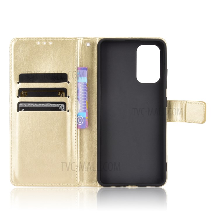 Crazy Horse Texture Wallet Design PU Leather Stand Protector Cover for Samsung Galaxy A32 4G (US Version) - Gold-4