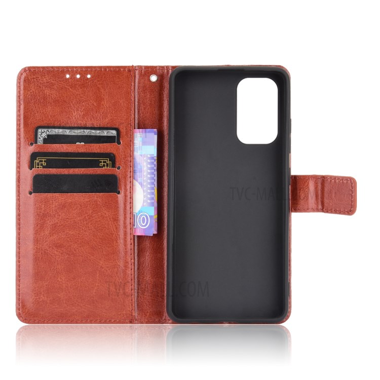 Crazy Horse Texture Wallet Design PU Leather Stand Protector Cover for Samsung Galaxy A32 4G (US Version) - Brown-4