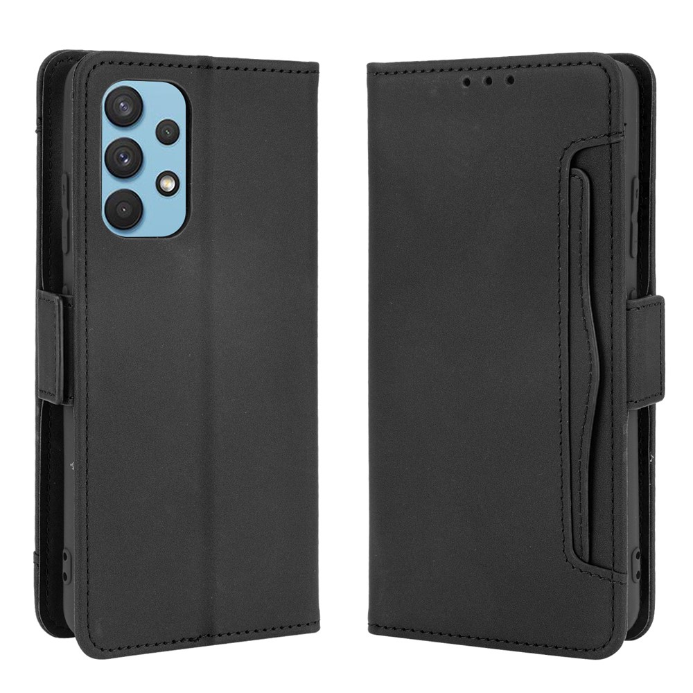 Leather Wallet Protective Case with Multiple Card Slots for Samsung Galaxy A32 4G (US Version) - Black-1