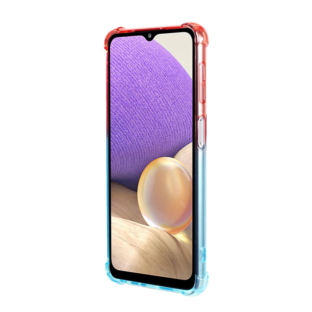 Shock-Absorption Gradient Color Glittery Powder Paper TPU Phone Cover for Samsung Galaxy A32 5G - Pink / Blue-3