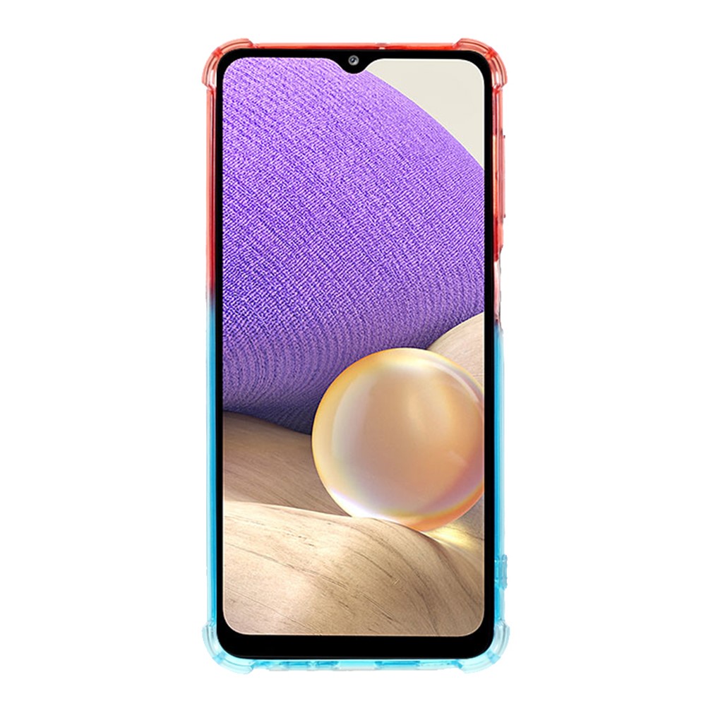Shock-Absorption Gradient Color Glittery Powder Paper TPU Phone Cover for Samsung Galaxy A32 5G - Pink / Blue-4