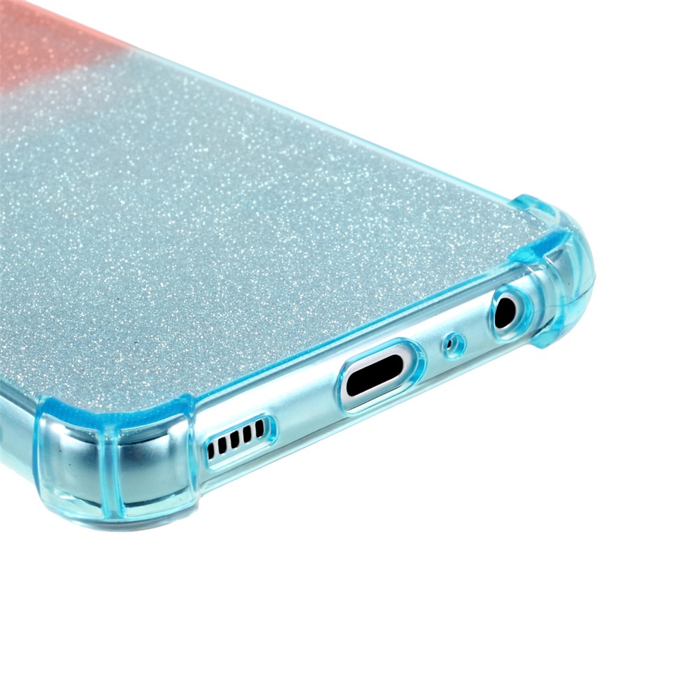 Shock-Absorption Gradient Color Glittery Powder Paper TPU Phone Cover for Samsung Galaxy A32 5G - Pink / Blue-6