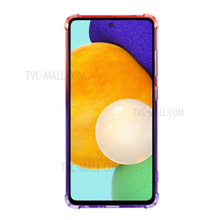 Gradient Color Glittery Powder Paper + TPU Drop-proof Phone Cover for Samsung Galaxy A52 5G/4G - Pink / Purple-4