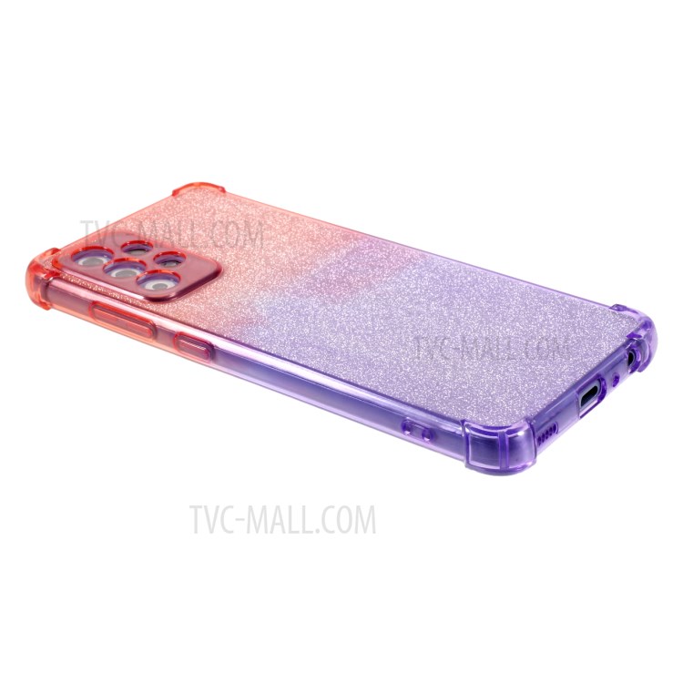 Gradient Color Glittery Powder Paper + TPU Drop-proof Phone Cover for Samsung Galaxy A52 5G/4G - Pink / Purple-5