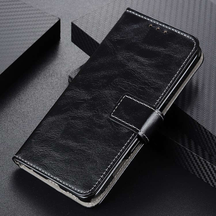 Retro Style Wallet Design Crazy Horse Texture Leather Phone Stand Cover with for amsung Galaxy M62 / F62 - Black-11