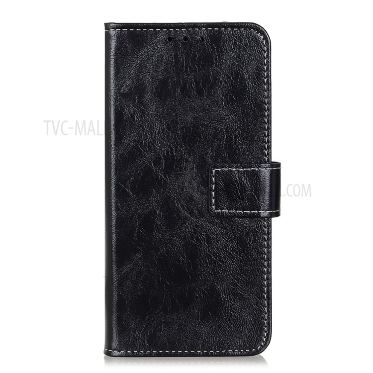 Retro Style Wallet Design Crazy Horse Texture Leather Phone Stand Cover with for amsung Galaxy M62 / F62 - Black-4