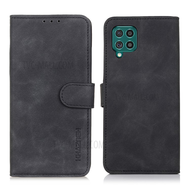 KHAZNEH Wallet Design Folio Flip Retro Style PU Leather Case for Samsung Galaxy M62 / F62 - Black-1
