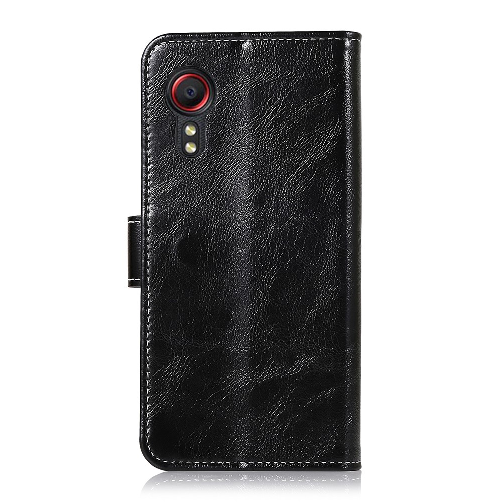 Vintage Crazy Horse Texture Wallet Stand Leather Phone Case for Samsung Galaxy Xcover 5/Xcover 5s - Black-3