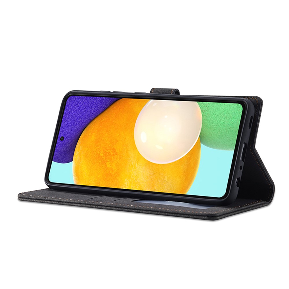 FORWENW F1 Series Leather Wallet Stand Cover Case for Samsung Galaxy A52 5G / 4G - Black-7