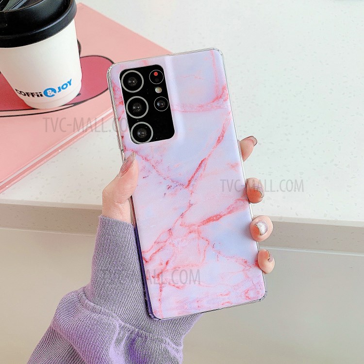 Marble Pattern Matte TPU Phone Case Cover for Samsung Galaxy S21 Ultra 5G - Pink-1