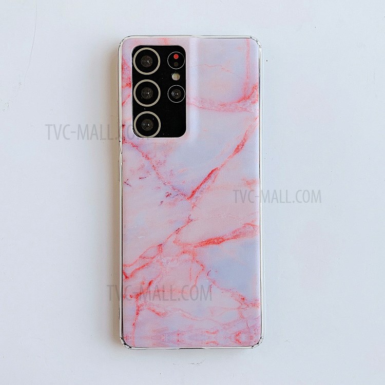 Marble Pattern Matte TPU Phone Case Cover for Samsung Galaxy S21 Ultra 5G - Pink-2