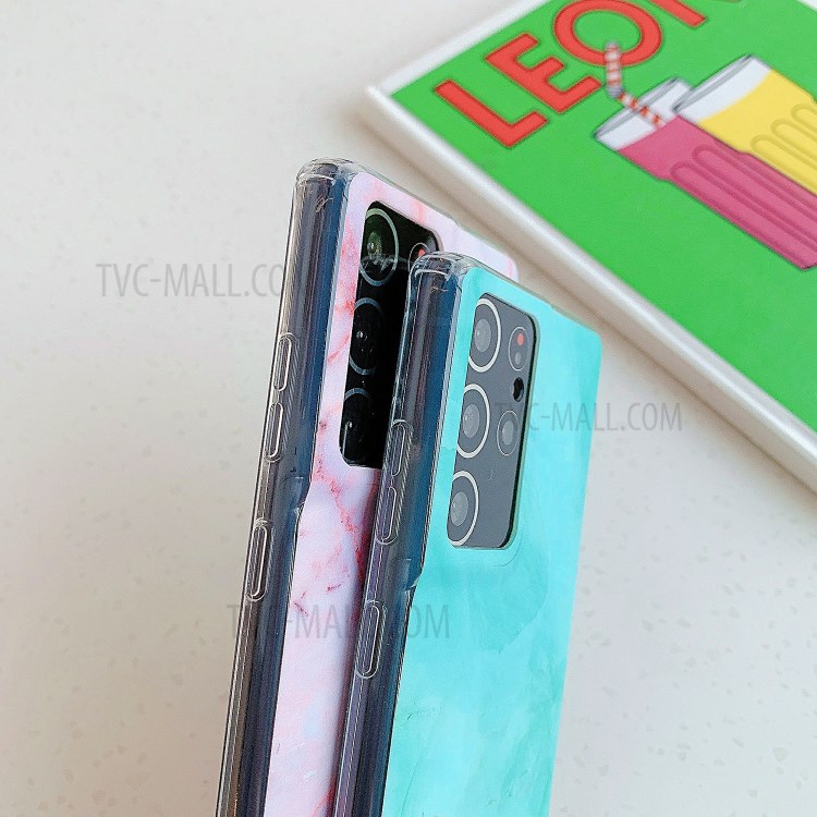 Marble Pattern Matte TPU Phone Case Cover for Samsung Galaxy S21 Ultra 5G - Pink-3